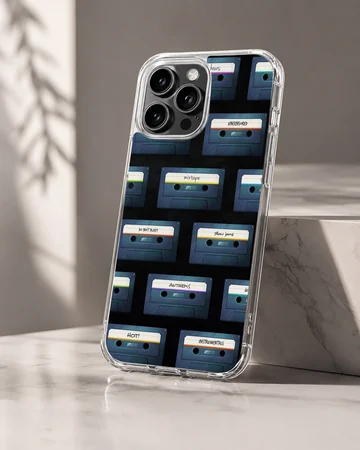 Vintage cassette tape pattern illustration on a matte phone case — Hero