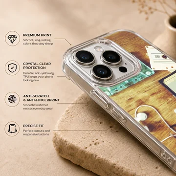 Retro cassette tapes and tangled ribbon on a wooden table phone case — Info