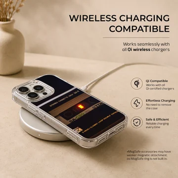 Retro cassette tape audio player graphic printed on a phone case — Charging