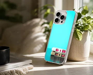 Stacked vintage cassette tapes against a vibrant turquoise background on a phone case — Lifestyle