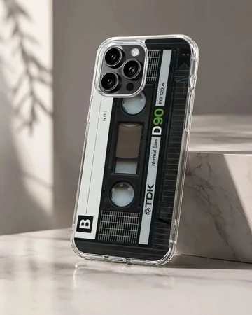 Vintage audio cassette tape artwork printed on a matte phone case