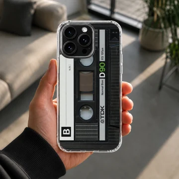 Vintage audio cassette tape artwork printed on a matte phone case — Lifestyle