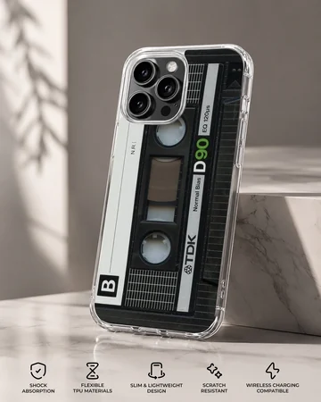 Vintage audio cassette tape artwork printed on a matte phone case — Specs