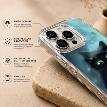 Cute cat phone case design with digital illustration — Info