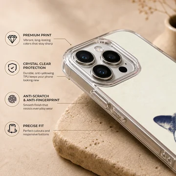 A close-up of a furry cat wearing round sunglasses on a phone case — Info