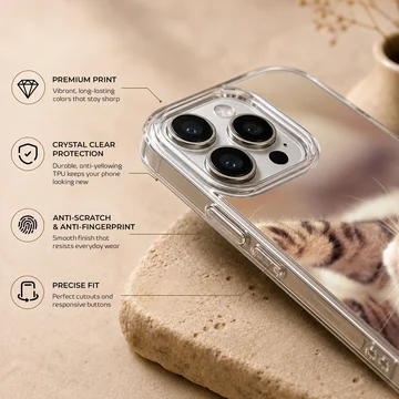 Close up photo of an adorable tabby cat lying on its back on a phone case — Info
