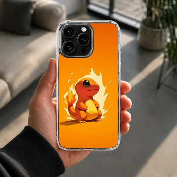 An orange anime fire dragon character with a glowing flame tail on a phone case — Lifestyle