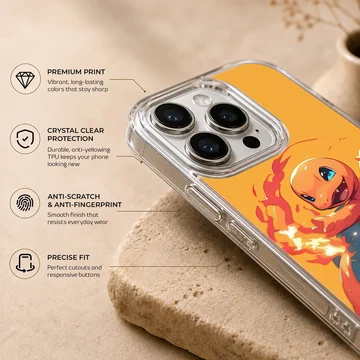 Vibrant orange cartoon fire dragon digital illustration phone case — Info