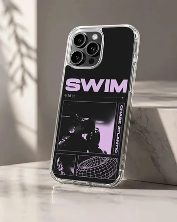 Chase Atlantic Swim phone case with purple and black concert collage design