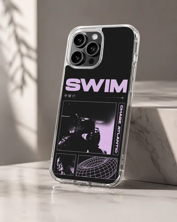 Chase Atlantic Swim phone case with purple and black concert collage design — Hero