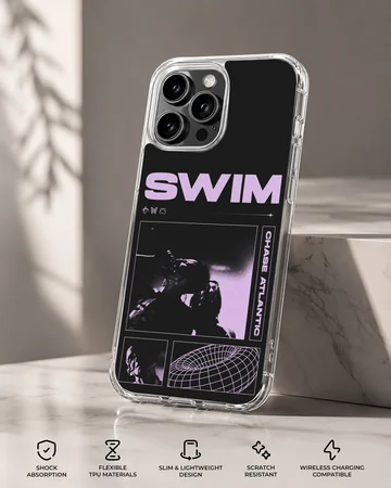 Chase Atlantic Swim phone case with purple and black concert collage design — Specs