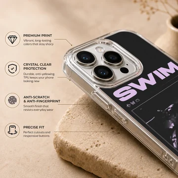 Chase Atlantic Swim phone case with purple and black concert collage design — Info