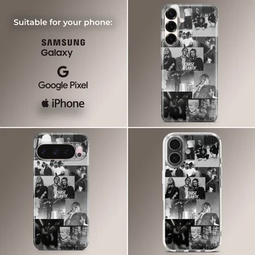 Monochrome band photo collage art on a Chase Atlantic phone case — Collage
