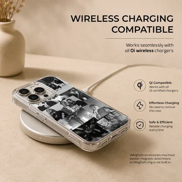 Monochrome band photo collage art on a Chase Atlantic phone case — Charging