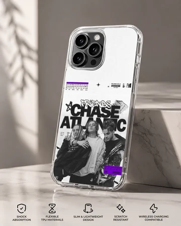 Chase Atlantic band graphic and bold typography on a matte phone case — Specs