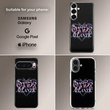 Chase Atlantic metallic chrome heart lettering on a black background phone case — Collage