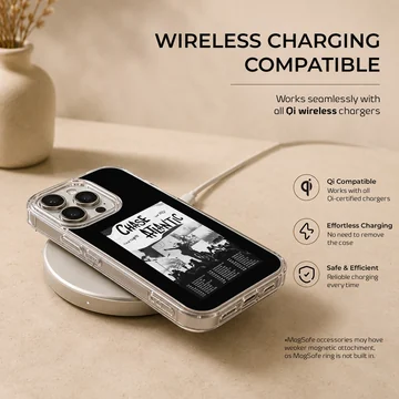 Monochrome Chase Atlantic tour poster graphic with concert imagery printed on a phone case — Charging
