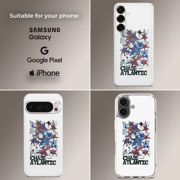 Chase Atlantic typography and multi-colored star collage phone case — Collage