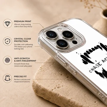 Chase Atlantic phone case featuring a bold black graphic of sharp teeth and distressed lettering on a white background — Info