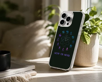 Chemistry theme science artwork with atomic clock elements on a phone case — Lifestyle