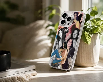 Vintage Cher photo collage phone case featuring iconic portraits and performance shots. — Lifestyle