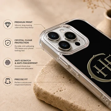 Cher bold metallic typography emblem centered on a solid black background phone case — Info