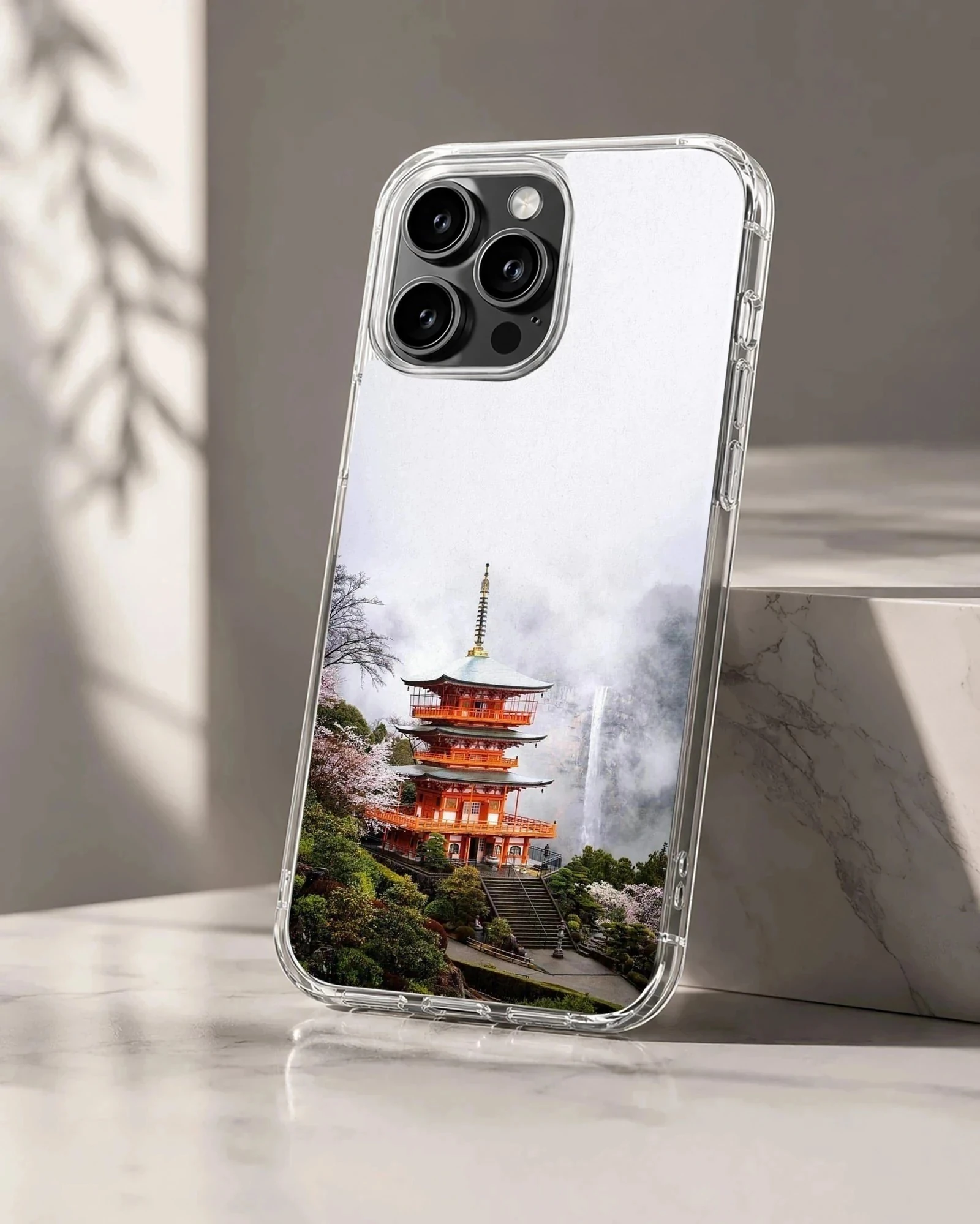 Chinese temple pagoda landscape photography printed on a soft TPU snap phone case