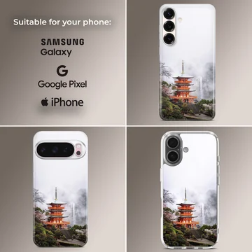 Chinese temple pagoda landscape photography printed on a soft TPU snap phone case — Collage