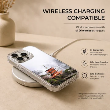 Chinese temple pagoda landscape photography printed on a soft TPU snap phone case — Charging