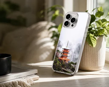 Chinese temple pagoda landscape photography printed on a soft TPU snap phone case — Lifestyle