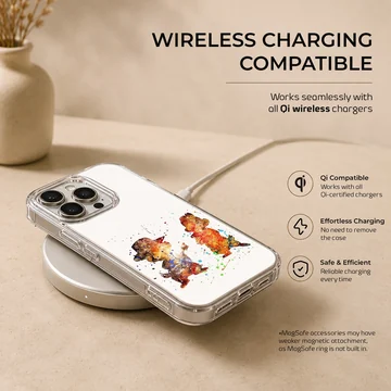 Watercolor painting of two mischievous chipmunks with paint splatters on a phone case — Charging
