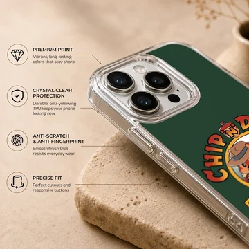 Chip and Dale cartoon characters with Rescue Rangers lettering on a green background phone case — Info