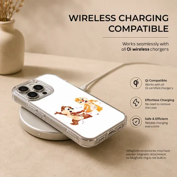 Watercolor illustration of two playful cartoon chipmunks dancing together on a phone case — Charging