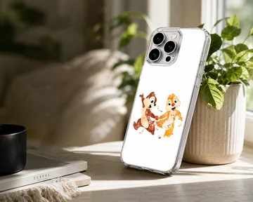 Watercolor illustration of two playful cartoon chipmunks dancing together on a phone case — Lifestyle