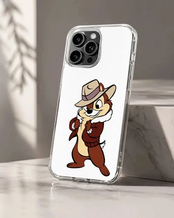 Animated chipmunk detective in brown jacket and fedora hat printed on a phone case