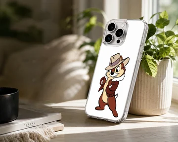 Animated chipmunk detective in brown jacket and fedora hat printed on a phone case — Lifestyle