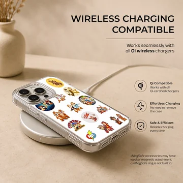Collage of classic Chip and Dale cartoon stickers on a white phone case — Charging