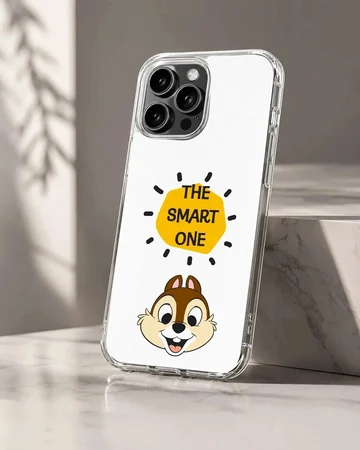 Chip and Dale cartoon character with the text The Smart One inside a yellow shape on a phone case