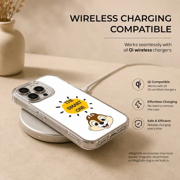 Chip and Dale cartoon character with the text The Smart One inside a yellow shape on a phone case — Charging