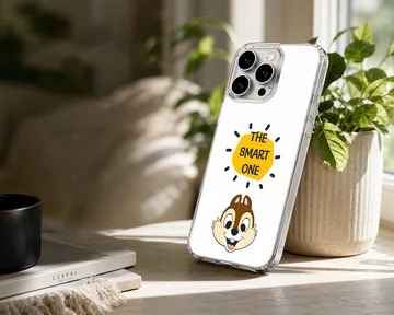 Chip and Dale cartoon character with the text The Smart One inside a yellow shape on a phone case — Lifestyle