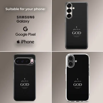 Glory be to God minimalist typography on a black background phone case — Collage