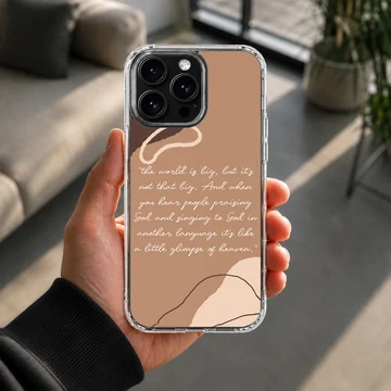 An inspirational quote phone case featuring handwritten script over abstract neutral tones. — Lifestyle