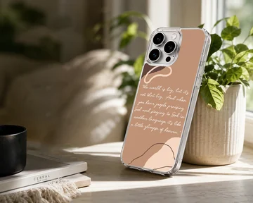 An inspirational quote phone case featuring handwritten script over abstract neutral tones. — Lifestyle