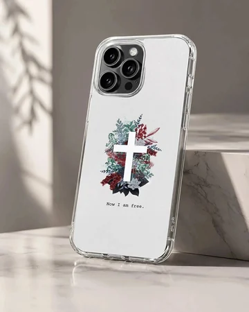 Christian Cross Floral Phone Case With Inspirational Quote