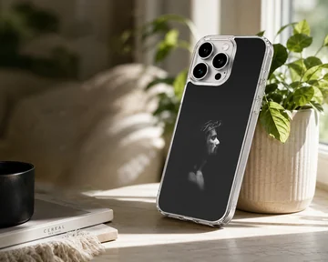 Monochrome portrait of a figure wearing a crown of thorns on a black background phone case — Lifestyle
