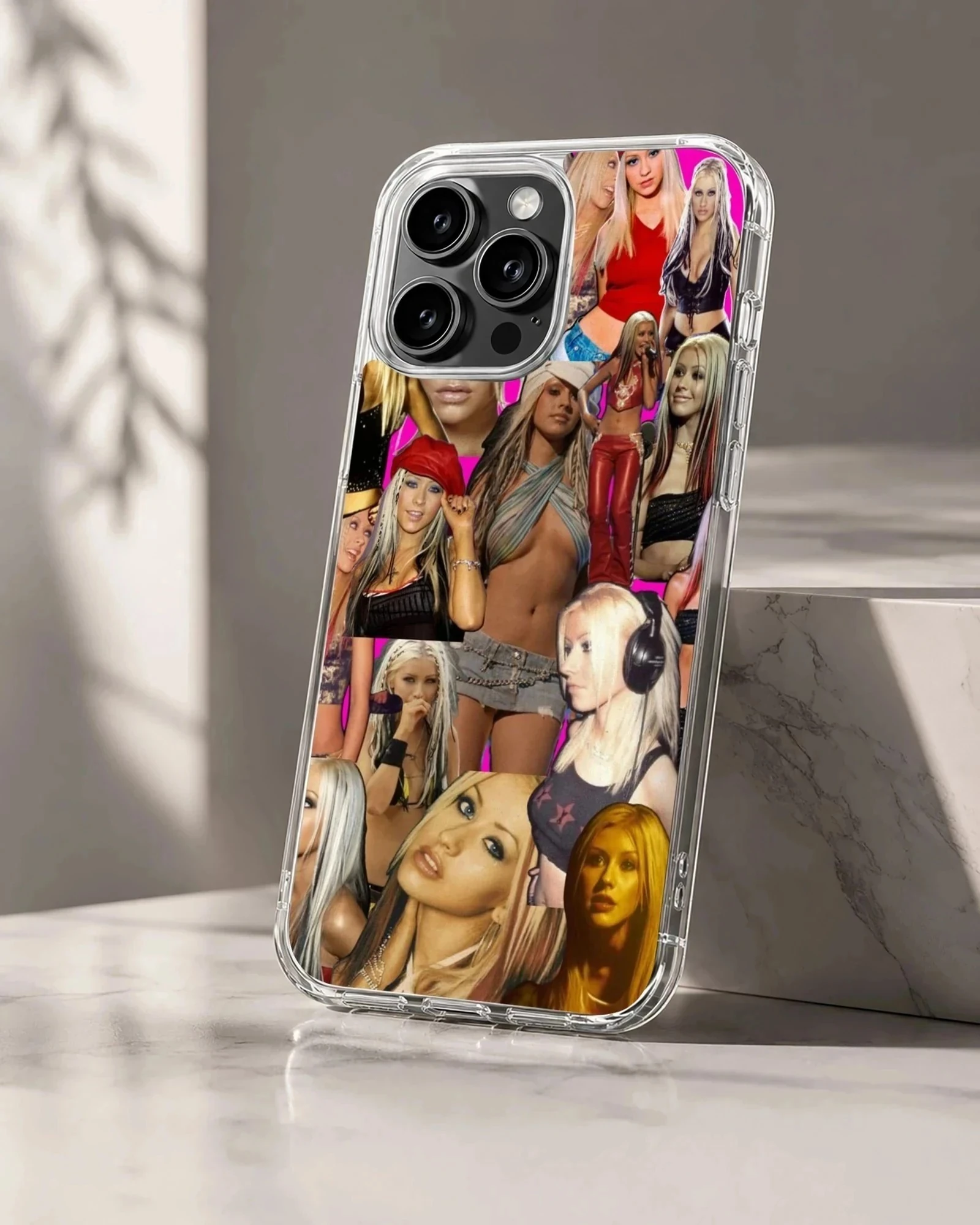 Vibrant pop nostalgia photo collage featuring Christina Aguilera on a matte finish phone case