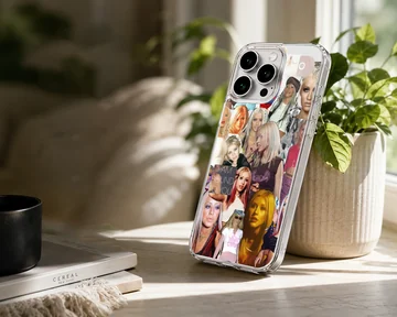 A photo collage phone case featuring pop music memorabilia and portraits of a female singer — Lifestyle