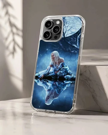 Christina Aguilera digital illustration with starry water reflection on a phone case
