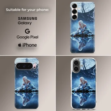 Christina Aguilera digital illustration with starry water reflection on a phone case — Collage