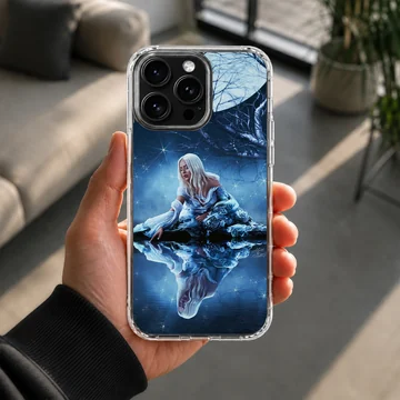 Christina Aguilera digital illustration with starry water reflection on a phone case — Lifestyle
